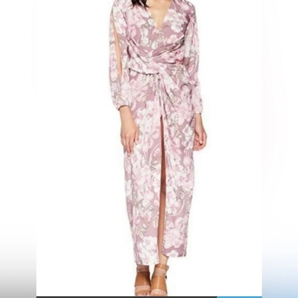 Alexia Admor Mauve Draped Front Floral Dress – No Size Tag (See Measurements) - Picture 2 of 11